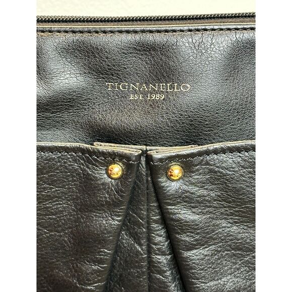 Tignanello Women's Black Genuine Leather Adjustable Strap Zipper Crossbody Bag - Picture 4 of 11